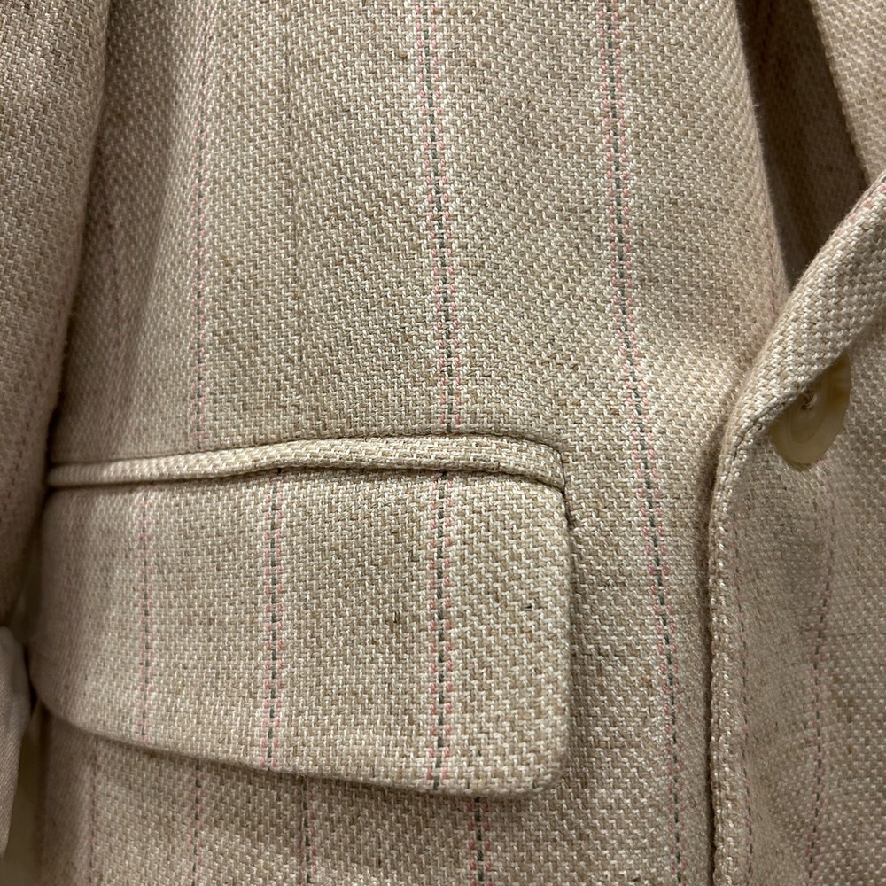 Banana Republic Beige Linen Striped Oversized Blazer | Size 6 | - Picture 4 of 8